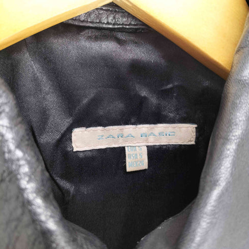 ザラ ZARA CUIR LEATHER リアルレザージップジャケット レディース S
