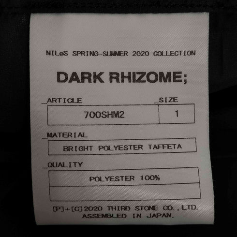 NIL/S 20SS DARK RHIZOME ブライトタフタ シャツ ジャケット メンズ JPN:1