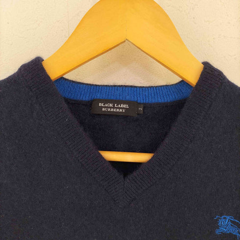 バーバリーブラックレーベル BURBERRY BLACK LABEL カシミヤ混ウールVネックニットセーター メンズ 2