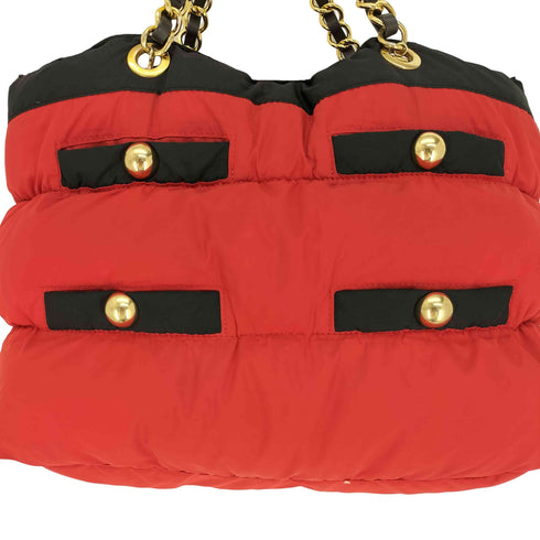 ラブモスキーノ LOVE MOSCHINO 金ボタン レザー チェーン キルティング ダウン トートバッグ レディース