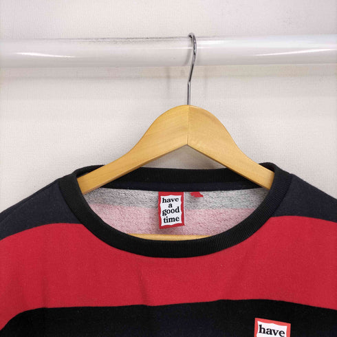 ハブアグッドタイム HAVE A GOOD TIME ロゴプリント ボーダー柄 スウェット レディース JPN:XL