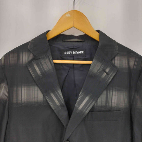 イッセイミヤケ ISSEY MIYAKE 09SS 黒タグ A.POC シルクブレンド チェック切替 3B テーラードジャケット メンズ JPN:3