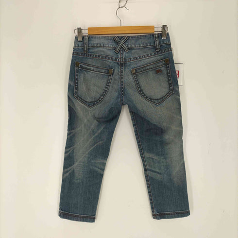 バーバリーブルーレーベル BURBERRY BLUE LABEL ホースロゴ刺繍 ローライズクロップドデニム Y2K グランジ レディース 24