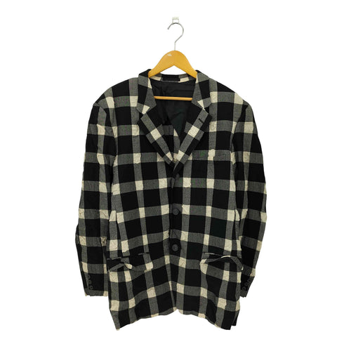 イッセイミヤケメン ISSEY MIYAKE MEN 97SS 銀タグ 縮絨 シワ 切替 ブロックチェック 3B テーラードジャケット メンズ JPN:L