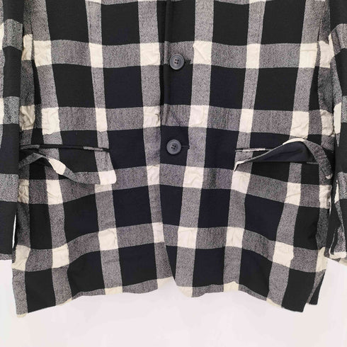 イッセイミヤケメン ISSEY MIYAKE MEN 97SS 銀タグ 縮絨 シワ 切替 ブロックチェック 3B テーラードジャケット メンズ JPN:L
