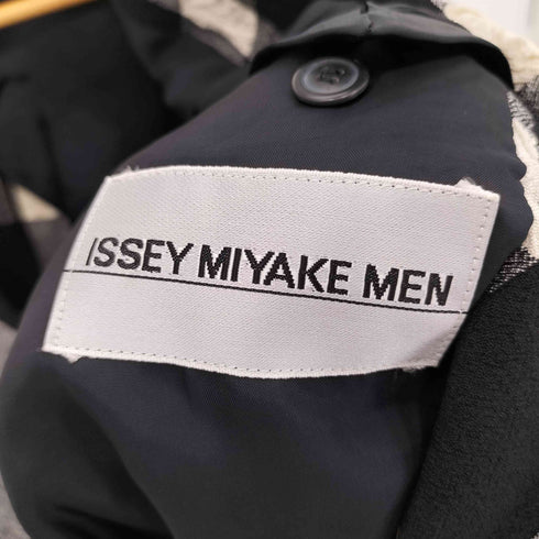 イッセイミヤケメン ISSEY MIYAKE MEN 97SS 銀タグ 縮絨 シワ 切替 ブロックチェック 3B テーラードジャケット メンズ JPN:L