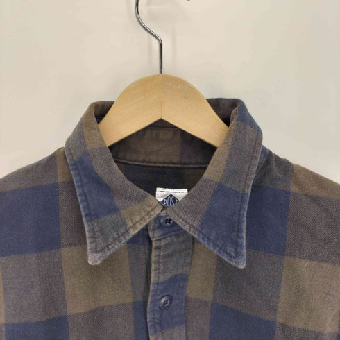 ポストオーバーオールズ POST OVERALLS 日本製 フラップポケット レギュラーカラー L/S フランネルシャツ メンズ import:M
