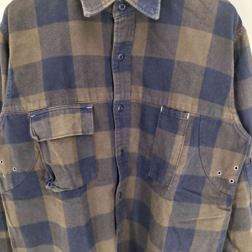 ポストオーバーオールズ POST OVERALLS 日本製 フラップポケット レギュラーカラー L/S フランネルシャツ メンズ import:M