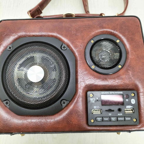Bluetooth対応 レザー ラジオショルダーバッグ MP3 メンズ