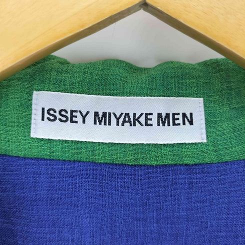 イッセイミヤケメン ISSEY MIYAKE MEN 97SS 銀タグ マルチカラー ブロック 切替 開襟 オープンカラーシャツ メンズ JPN:L