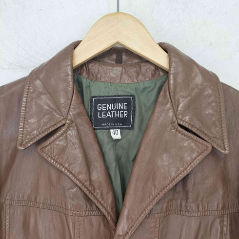 GENUINE LEATHER USA製 レザーカーコート メンズ US:40