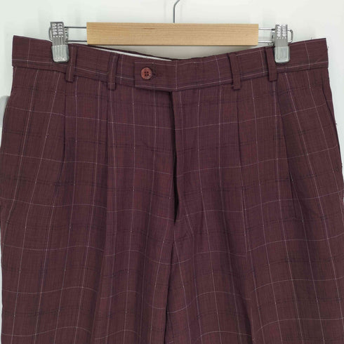 PAITANO 90S 台湾製 MAXジップ ジップフライ チェック柄 2タック テーパード ワイド スラックス メンズ 33R