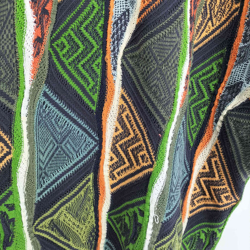 クージー COOGI 90-00S オーストラリア製 3Dニット クレイジーパターン S/S ニット ポロ シャツ メンズ 2X