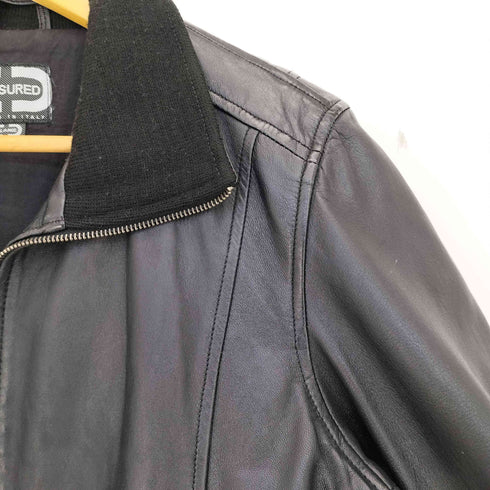 CENSURED イタリア製 ラムレザー リブ切替 ジップアップジャケット レディース import:XL