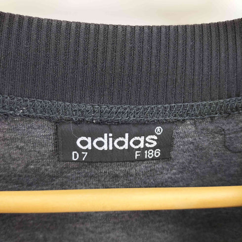 アディダス adidas 80-90S ロゴ刺繍 万国旗タグ スリーストライプス カラースイッチング ルーズ スウェット トレーナー メンズ import:L