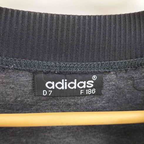 アディダス adidas 80-90S ロゴ刺繍 万国旗タグ スリーストライプス カラースイッチング ルーズ スウェット トレーナー メンズ import:L