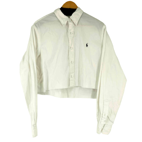 ラルフローレン RALPH LAUREN パール調ボタンクロップド L/S シャツ レディース import:XL