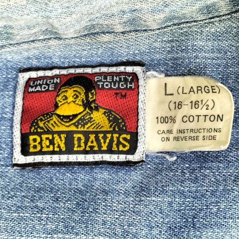 ベンデイビス BEN DAVIS 80-90S デニムカバーオールシャツ メンズ import:L