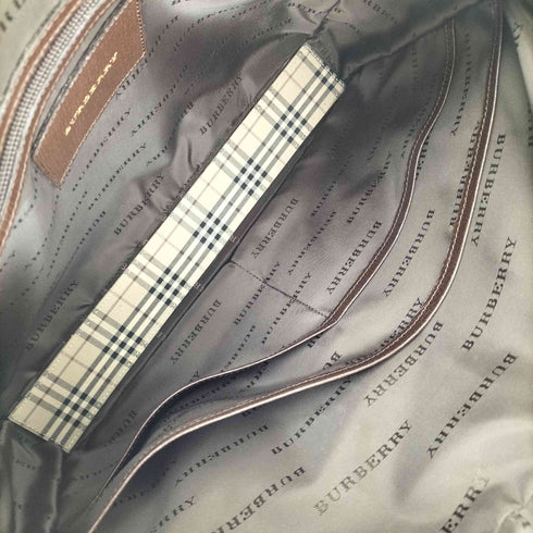 バーバリー BURBERRY ロゴ刻印 裏地ロゴ レザー ビジネス バック メンズ