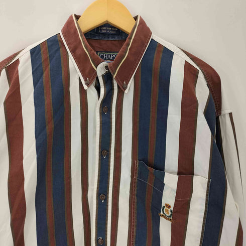 チャップスラルフローレン CHAPS RALPH LAUREN 80S エンブレム ロゴ 刺繍 ボタンダウン ストライプ L/S シャツ メンズ import:L