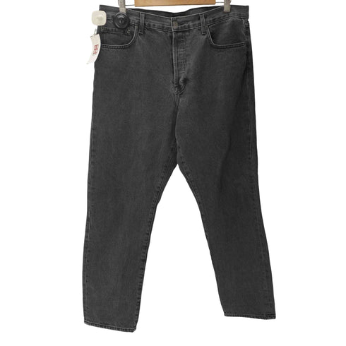 ステューシー Stussy USA製 5ポケット ボタンフライ ワイド テーパード ブラック デニム パンツ メンズ 34