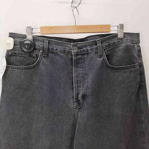ステューシー Stussy USA製 5ポケット ボタンフライ ワイド テーパード ブラック デニム パンツ メンズ 34