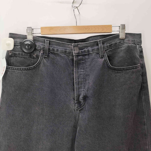 ステューシー Stussy USA製 5ポケット ボタンフライ ワイド テーパード ブラック デニム パンツ メンズ 34