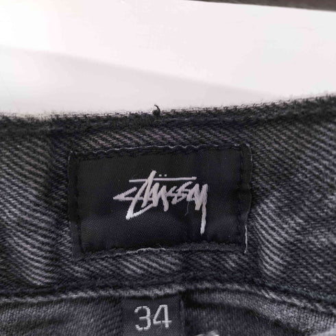 ステューシー Stussy USA製 5ポケット ボタンフライ ワイド テーパード ブラック デニム パンツ メンズ 34