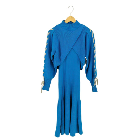 アズールバイマウジー AZUL by moussy レースアップスリーブレイヤードニットワンピース レディース JPN:S