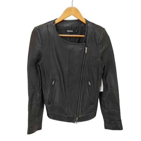 ダナキャランニューヨーク DKNY 00s ラムレザー ライダースジャケット archive y2k レディース JPN:4