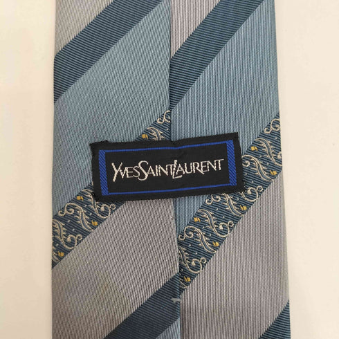 イヴサンローラン Yves Saint Laurent レジメンタルストライプ 総シルク ネクタイ メンズ