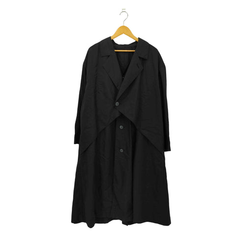 イッセイミヤケ ISSEY MIYAKE 80-90s 黒タグ ナイロンブレンド レイヤード チェスターコート メンズ JPN:M