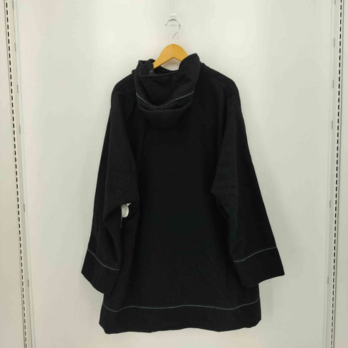 イッセイミヤケ ISSEY MIYAKE 07AW 黒タグ 裏地ストライプ ドルマンスリーブ ウール フーデッド コート メンズ JPN:4