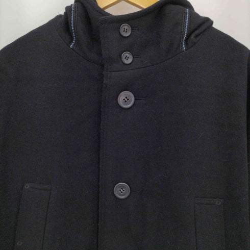 イッセイミヤケ ISSEY MIYAKE 07AW 黒タグ 裏地ストライプ ドルマンスリーブ ウール フーデッド コート メンズ JPN:4