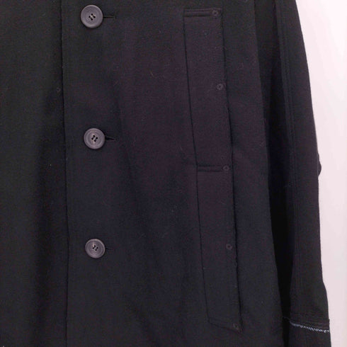 イッセイミヤケ ISSEY MIYAKE 07AW 黒タグ 裏地ストライプ ドルマンスリーブ ウール フーデッド コート メンズ JPN:4
