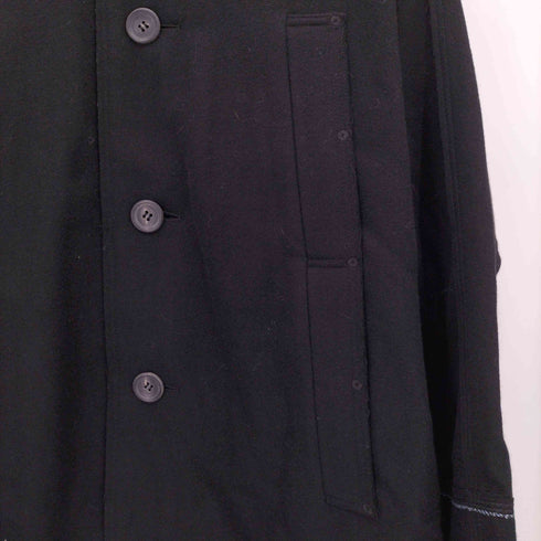 イッセイミヤケ ISSEY MIYAKE 07AW 黒タグ 裏地ストライプ ドルマンスリーブ ウール フーデッド コート メンズ JPN:4