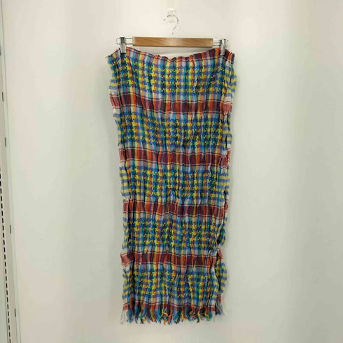 イッセイミヤケメン ISSEY MIYAKE MEN 13AW 黒タグ 総柄 マルチカラー プリーツ ねじり加工 ウール ストール メンズ FREE