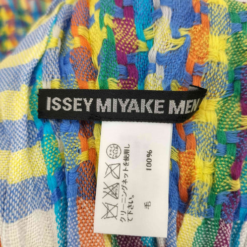 イッセイミヤケメン ISSEY MIYAKE MEN 13AW 黒タグ 総柄 マルチカラー プリーツ ねじり加工 ウール ストール メンズ FREE