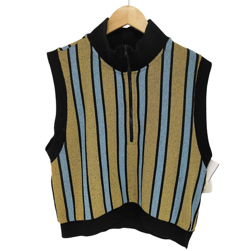 ザラ ZARA ストライプ ハーフジップ ニットベスト レディース import:L