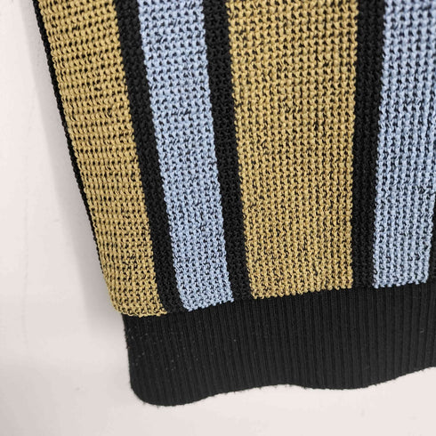 ザラ ZARA ストライプ ハーフジップ ニットベスト レディース import:L