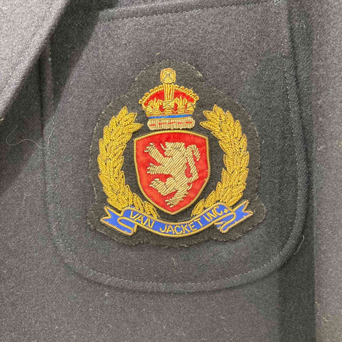 ヴァンヂャケット VAN JAC 段返り3B 背抜き エンブレム センターベント 金ボタン 紺ブレ ブレザー ウールナイロン テーラードジャケット メンズ A-5