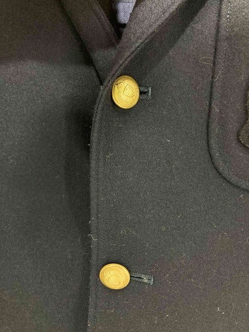 ヴァンヂャケット VAN JAC 段返り3B 背抜き エンブレム センターベント 金ボタン 紺ブレ ブレザー ウールナイロン テーラードジャケット メンズ A-5