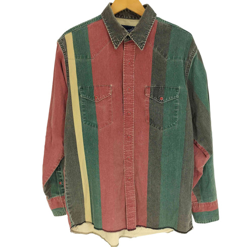 ラングラー Wrangler 90S 刺繍タグ マルチカラー ストライプ ウエスタンシャツ メンズ