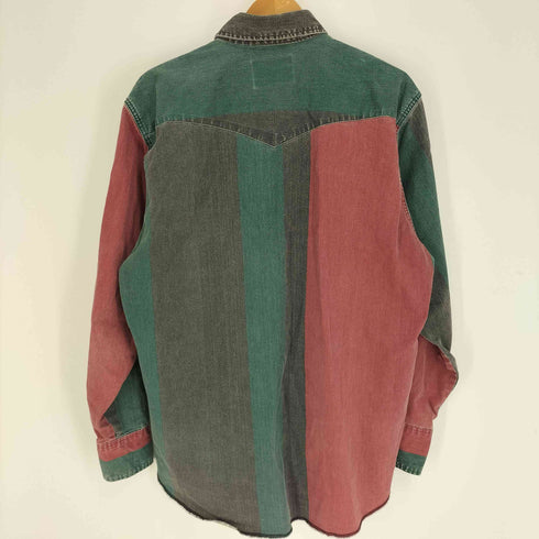 ラングラー Wrangler 90S 刺繍タグ マルチカラー ストライプ ウエスタンシャツ メンズ
