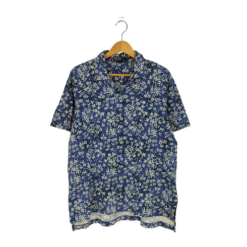 ポロバイラルフローレン Polo by RALPH LAUREN 90S 総柄 コットン オープンカラー ポロシャツ メンズ import:L