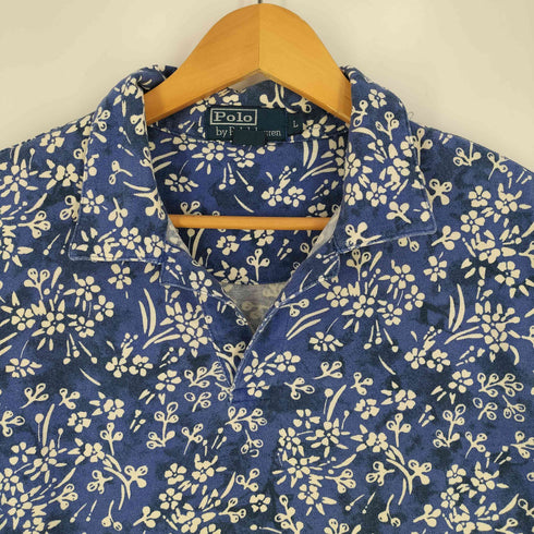 ポロバイラルフローレン Polo by RALPH LAUREN 90S 総柄 コットン オープンカラー ポロシャツ メンズ import:L