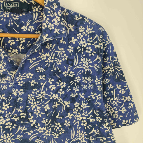 ポロバイラルフローレン Polo by RALPH LAUREN 90S 総柄 コットン オープンカラー ポロシャツ メンズ import:L