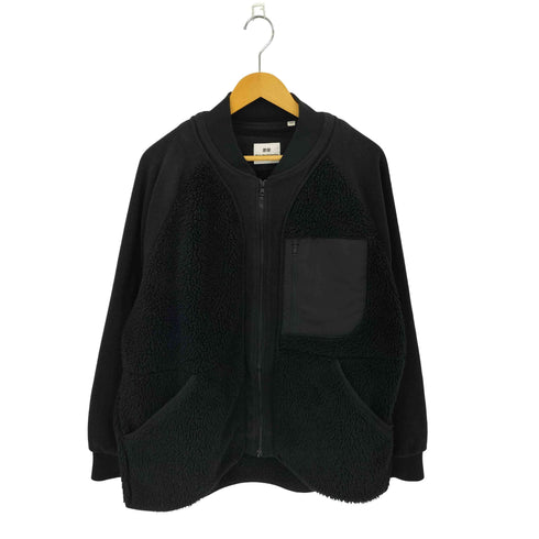 ユニクロ UNIQLO パイピングデザイン ノーカラー フリースジャケット メンズ XL
