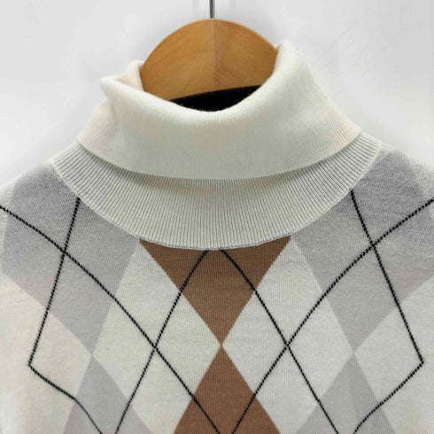 バーバリーロンドン BURBERRY LONDON カシミヤ混 アーガイルタートルニット レディース JPN:1