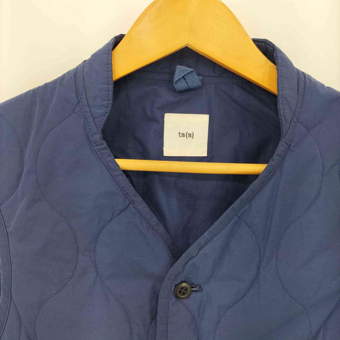 s ts キルティングデザイン スタンドカラー 中綿 パデッド ベスト メンズ